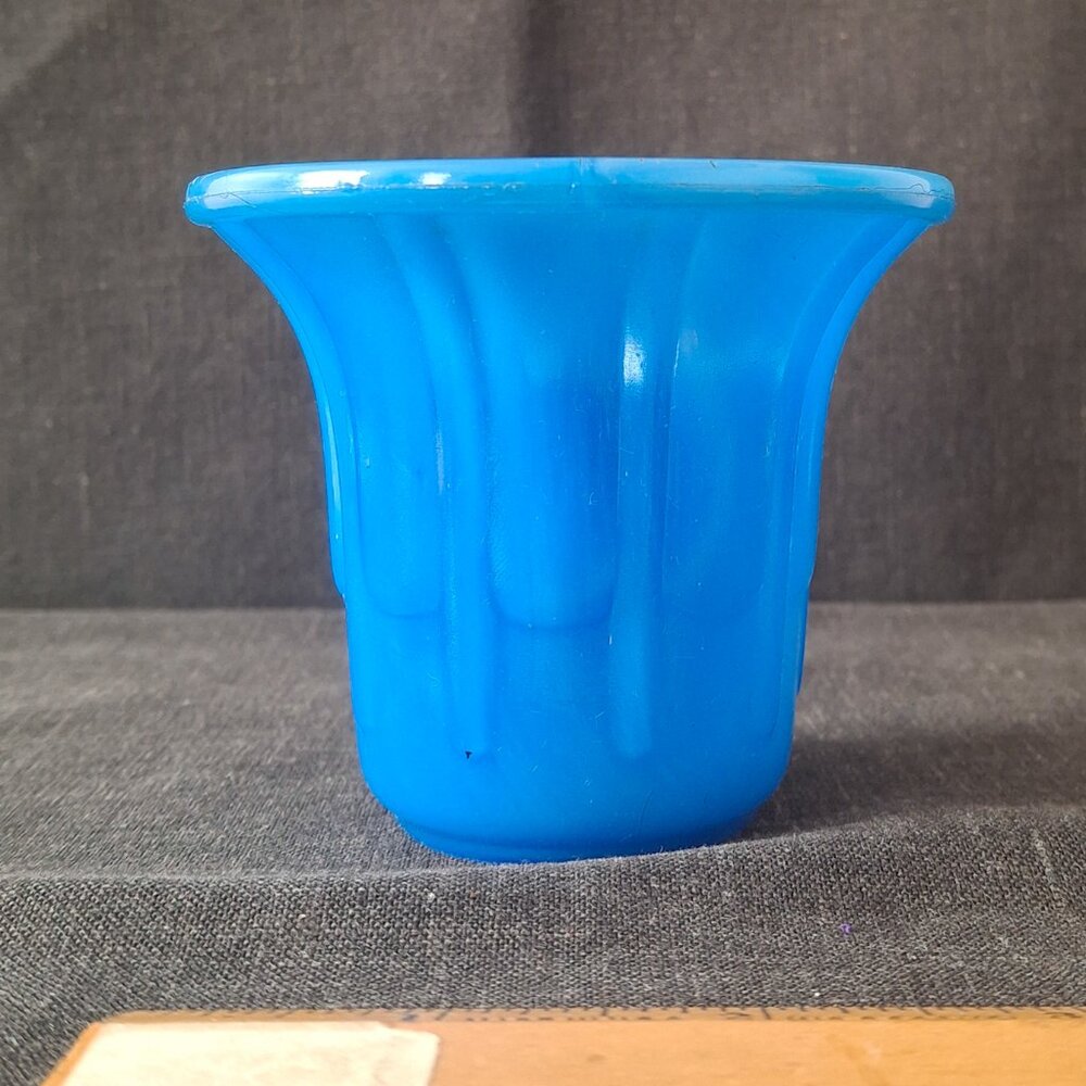 Vintage Akro Agate Glass Flower Pot Ribs and Flutes Number 297 3" Art Deco #2